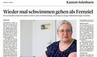 Ausschnitt eines Zeitungsartikel mit Foto von Katrin F. in der Mitte.
