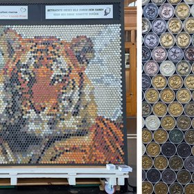 Bild von einem Tiger aus Nespressokapseln angefertigt